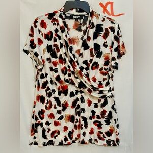 DKNY Multicolor Abstract Print Blouse